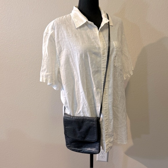 Libaire USA Made Vintage Pebble Black Leather Crossbody Bag Small - Picture 1 of 11